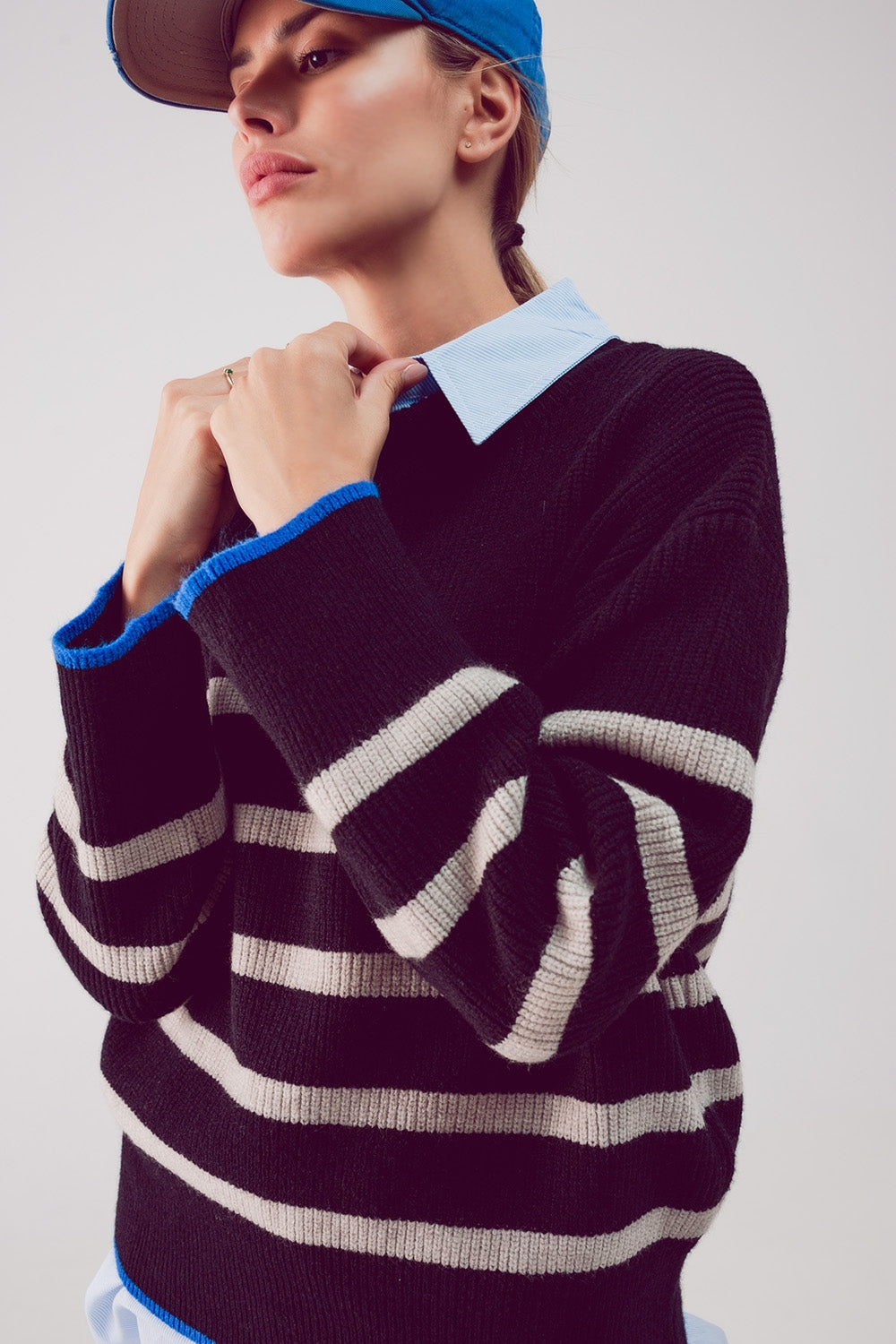 Pull oversize à rayures noir