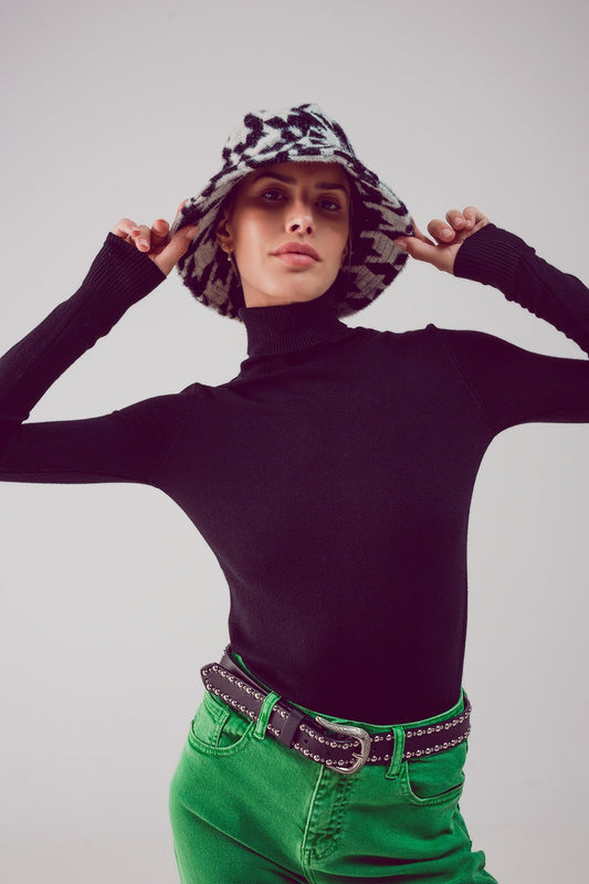 Pull col montant noir