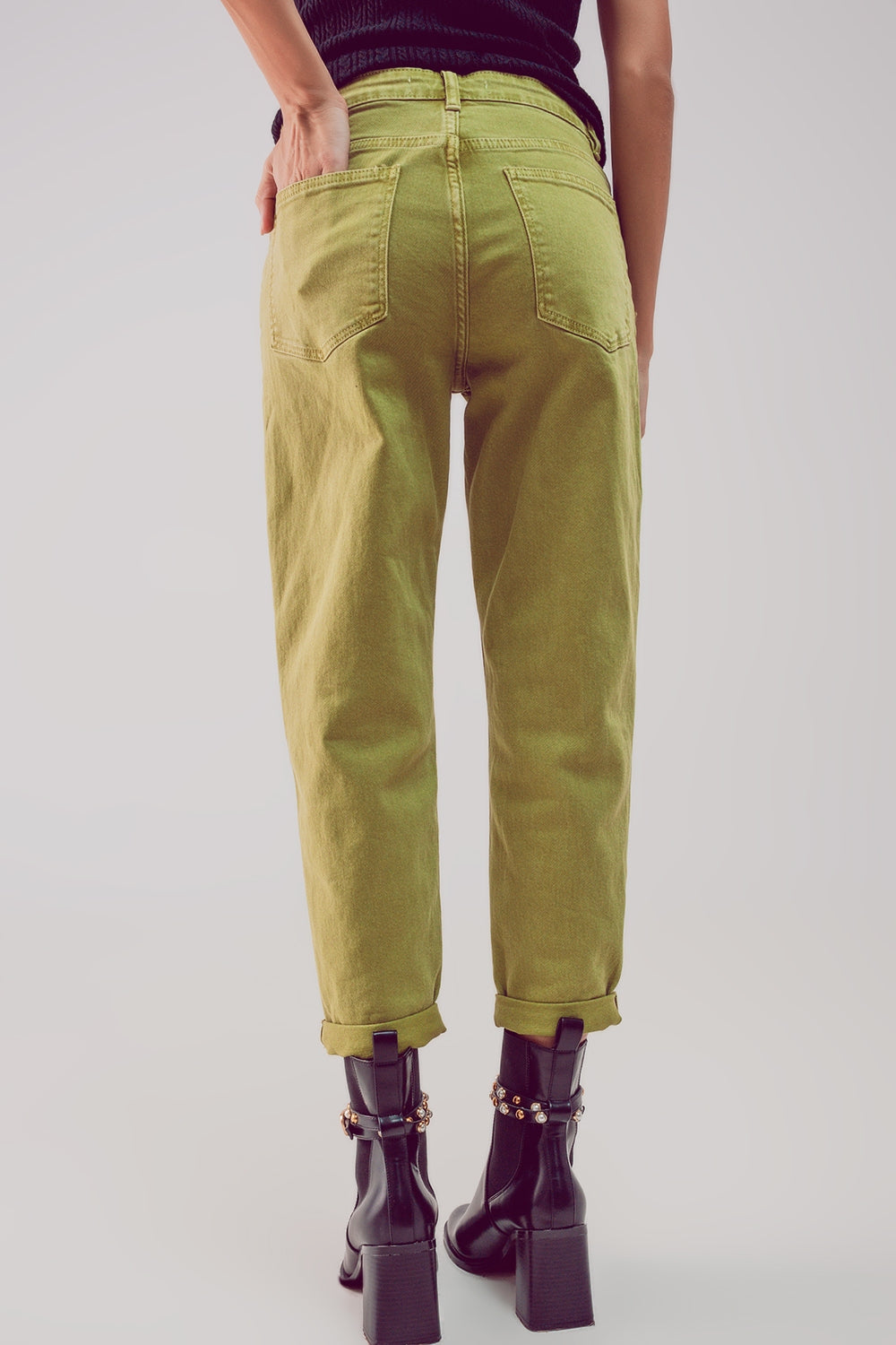 Jean slouchy à taille mi haute en coton Vert fluo