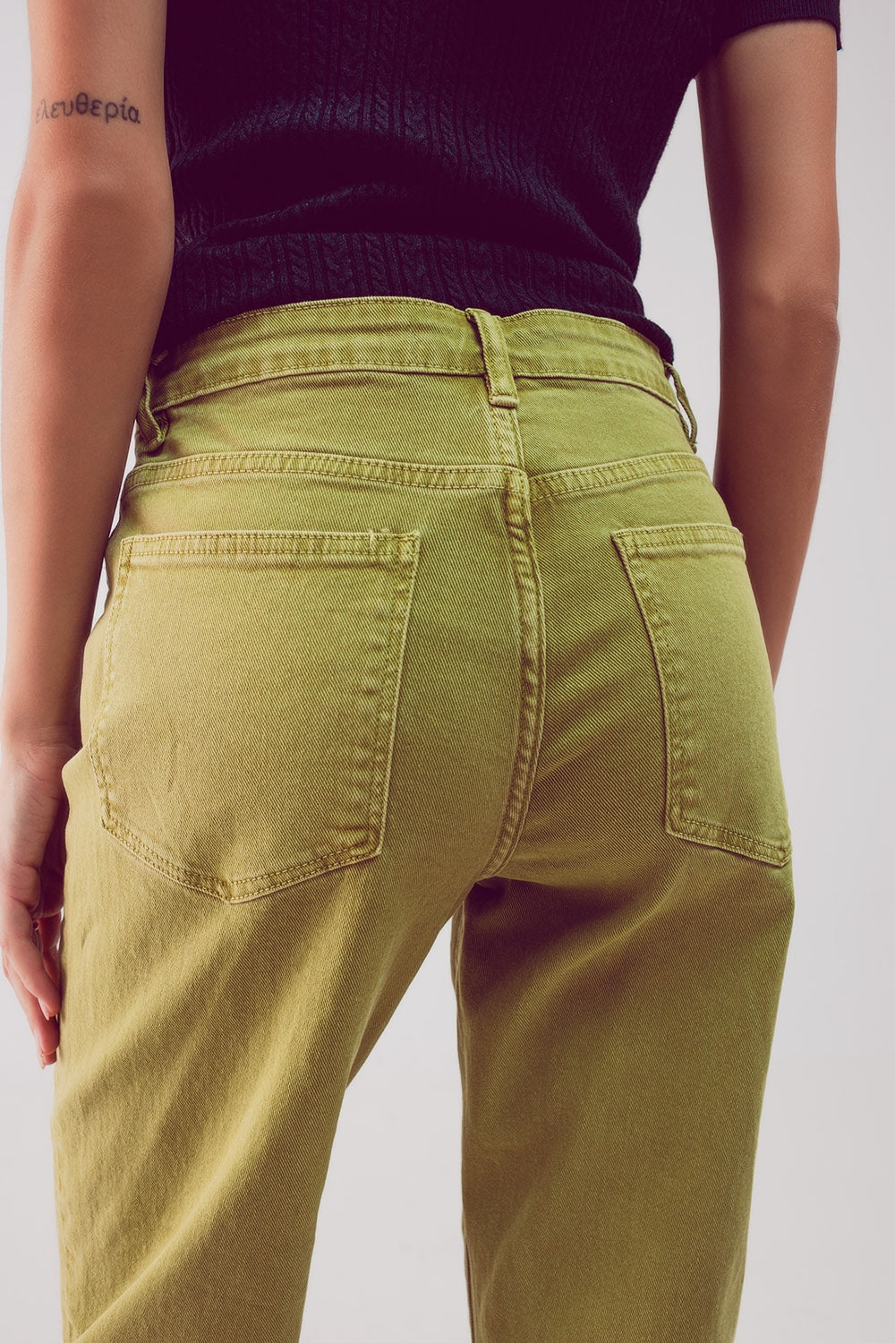Jean slouchy à taille mi haute en coton Vert fluo