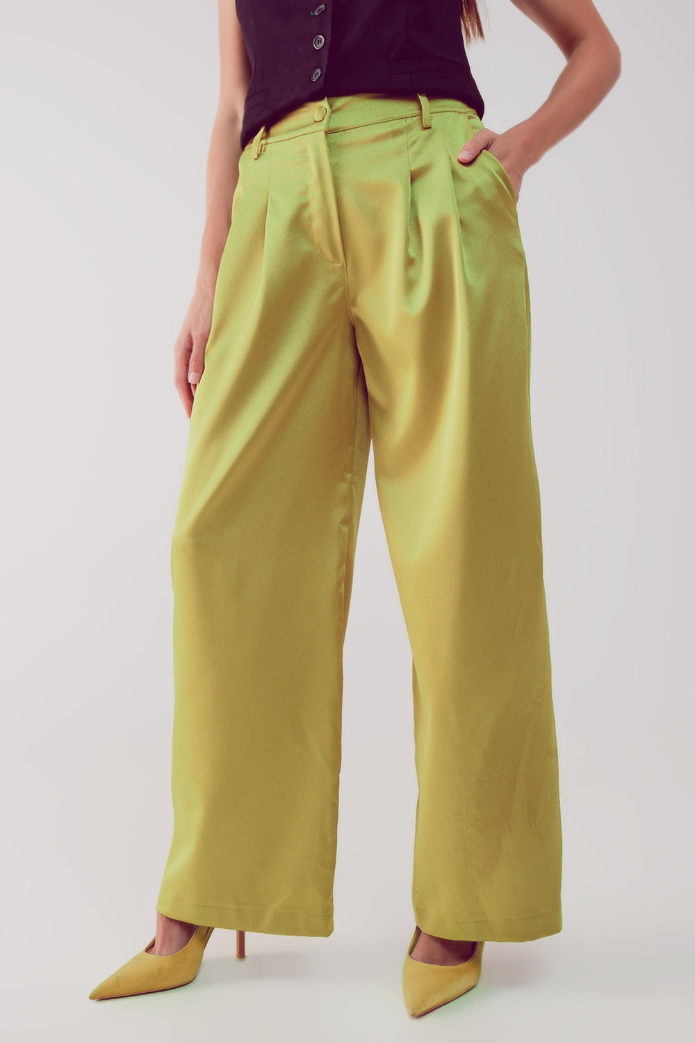 Pantalon à pinces citron vert