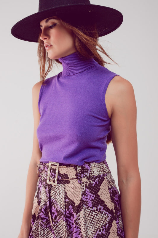 Pullover à débardeur en maille violet