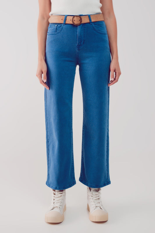 Jean ample court en bleu