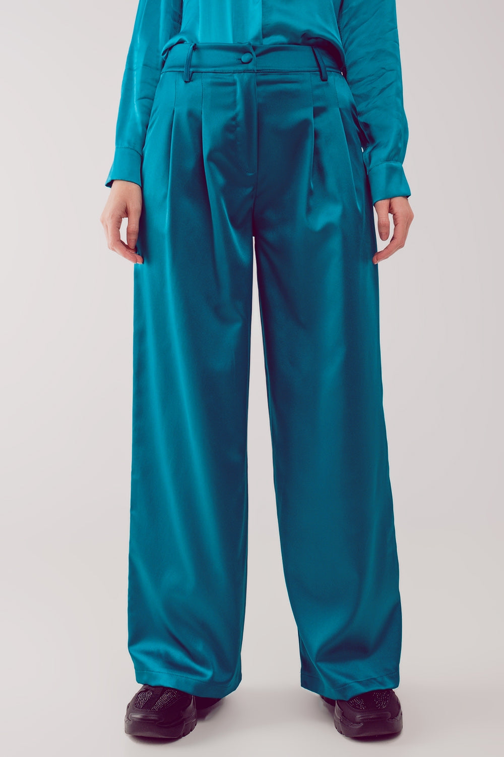 Pantalon à pinces turquoise