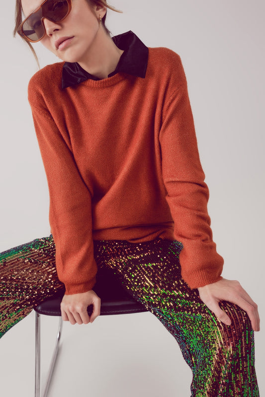 Robe pull à col rond oversized in orange