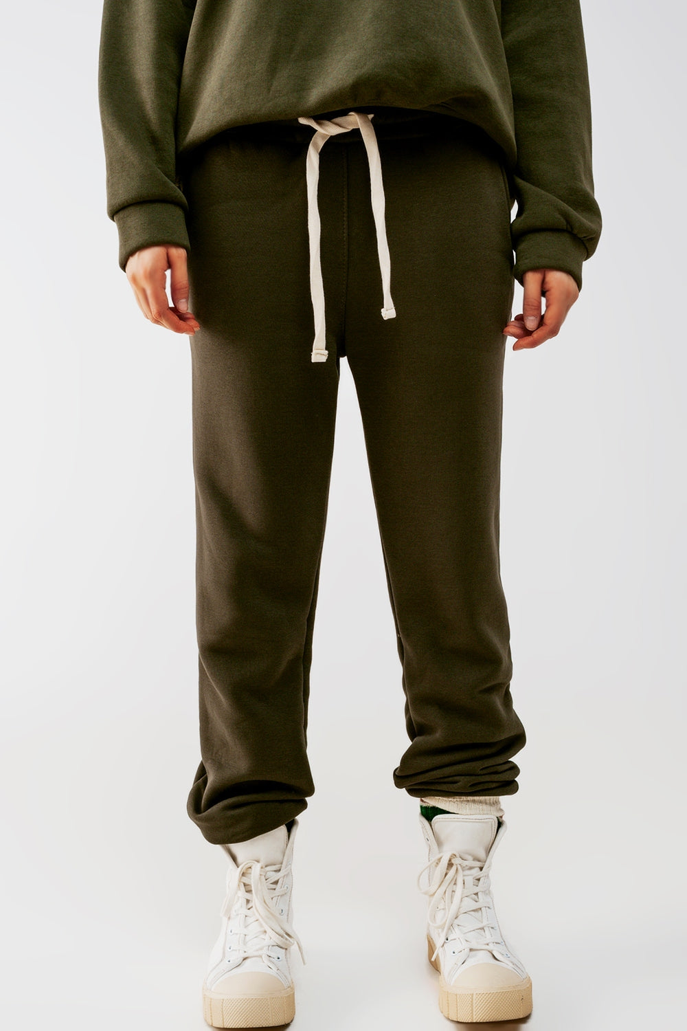 Jogger en coton kaki