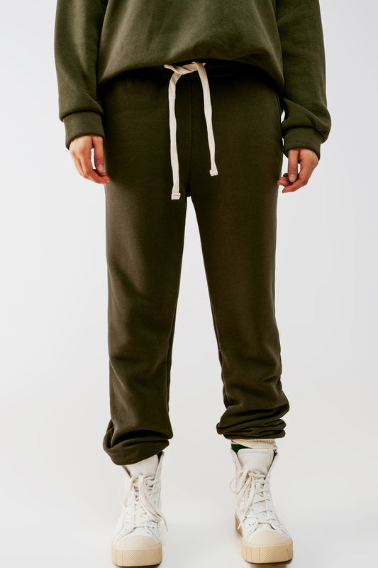 Jogger en coton kaki
