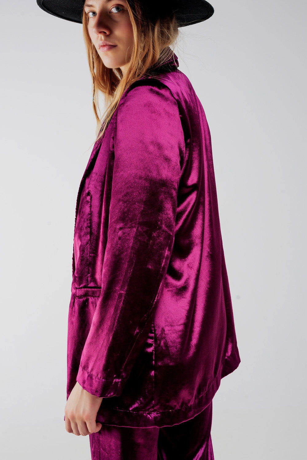 Blazer en velours oversized violet