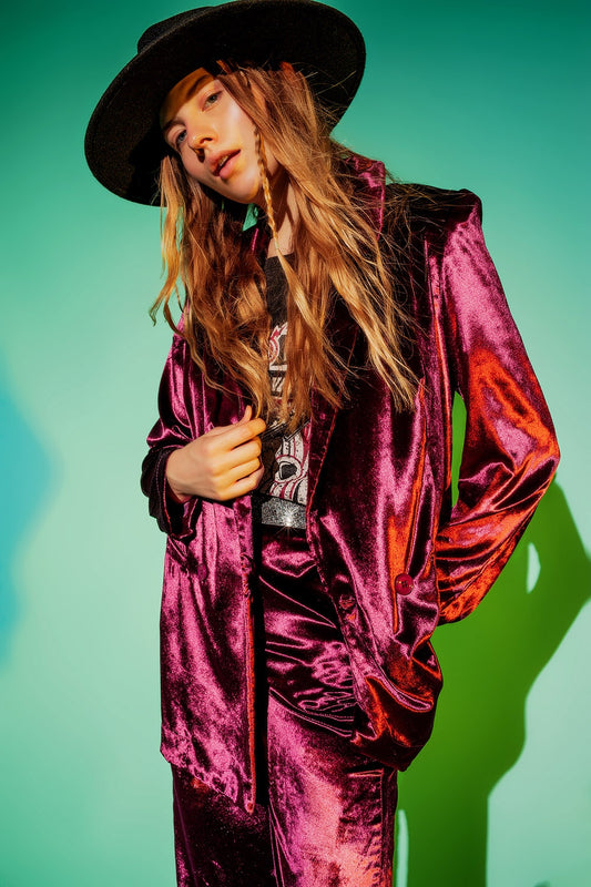 Blazer en velours oversized violet