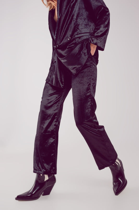 Pantalon droit en Velvet noir
