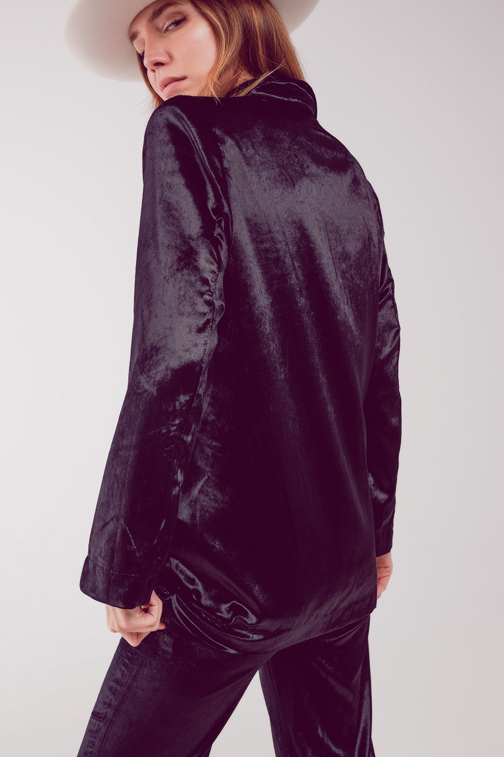 Blazer en velours oversized noir