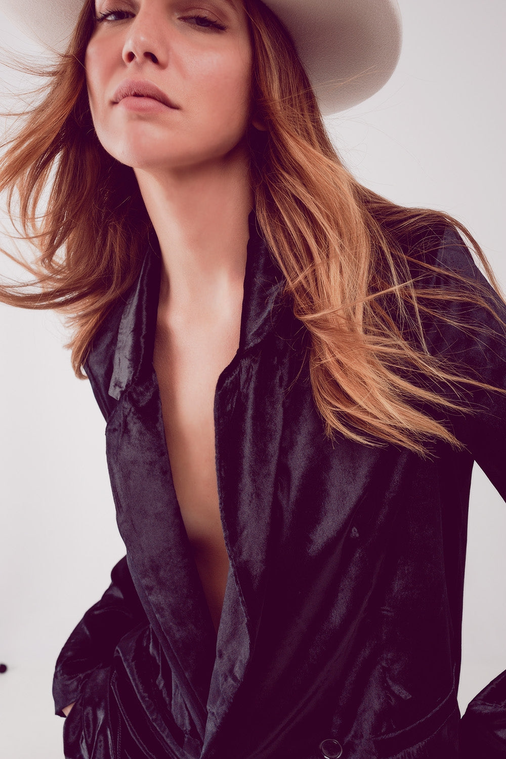 Blazer en velours oversized noir