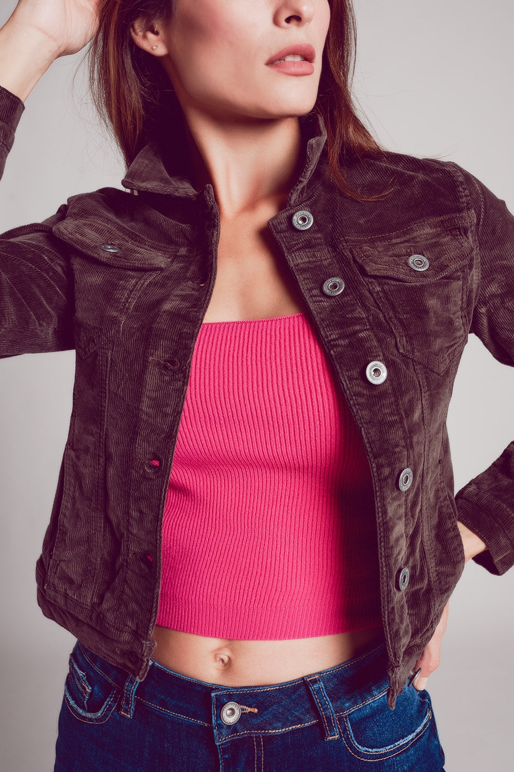 Veste en velours côtelé marron