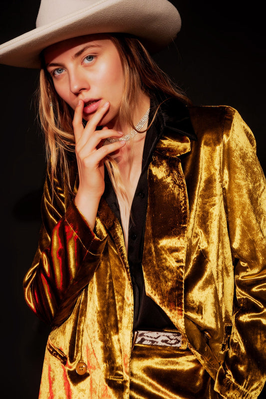 Blazer en velours oversized vert citron