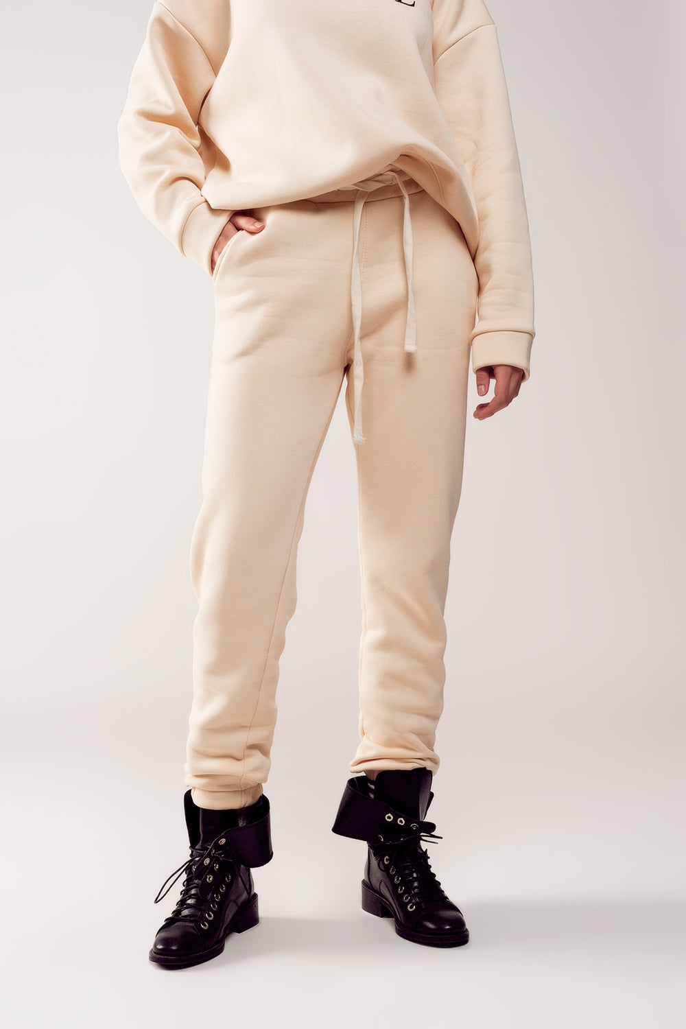 Jogger en coton creme