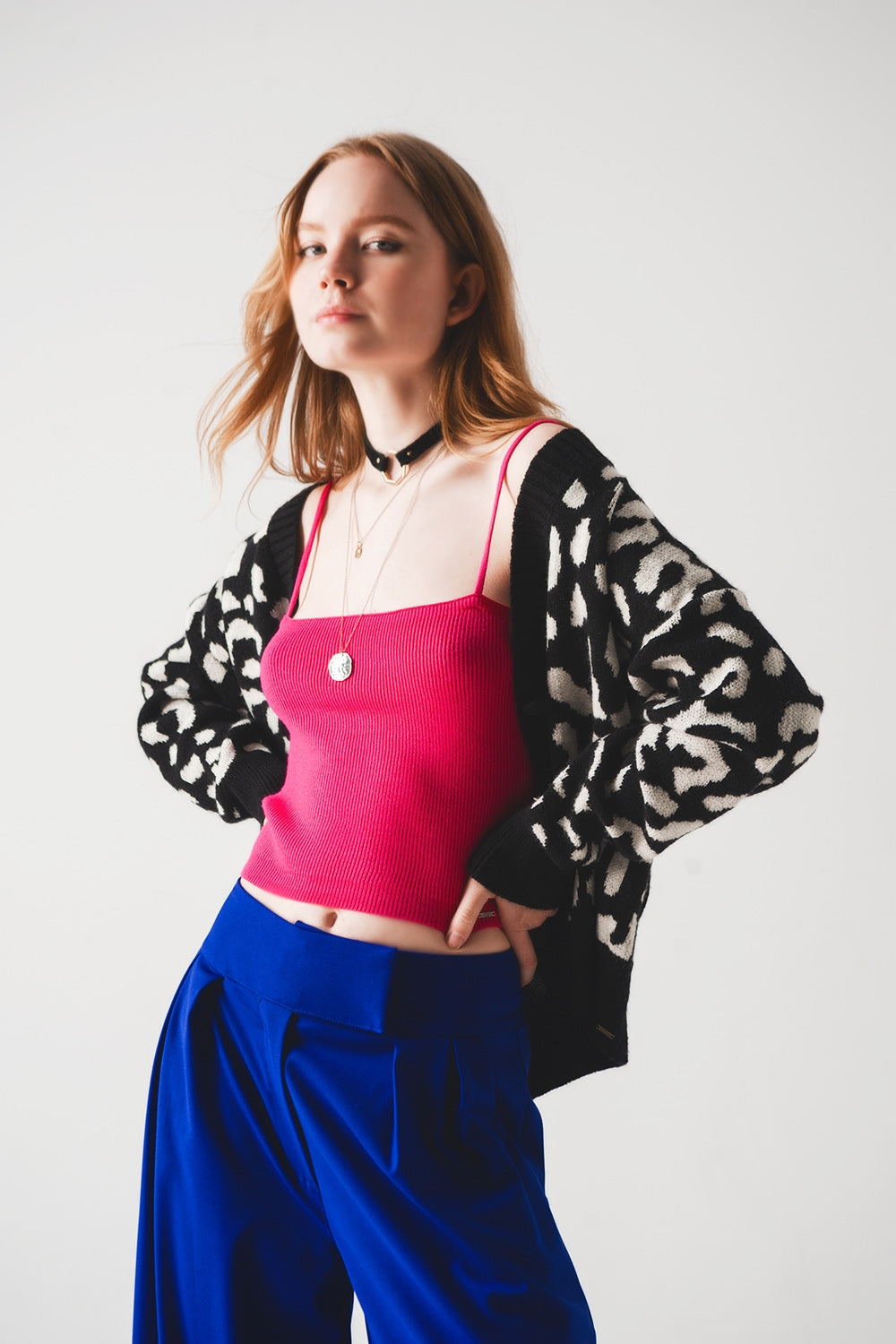 Débardeur en maille épurée fucshia