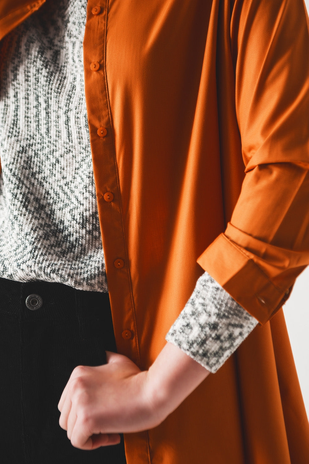 Chemise oversize en rouille poplin