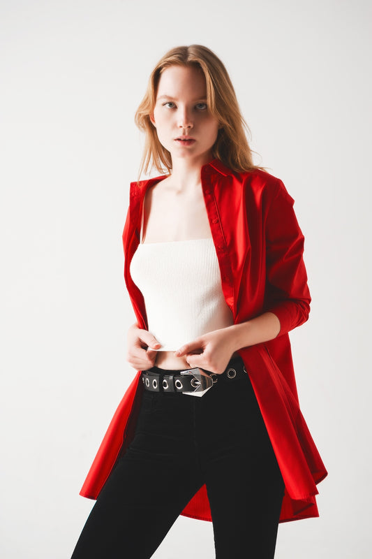 Chemise oversize en rouge vif