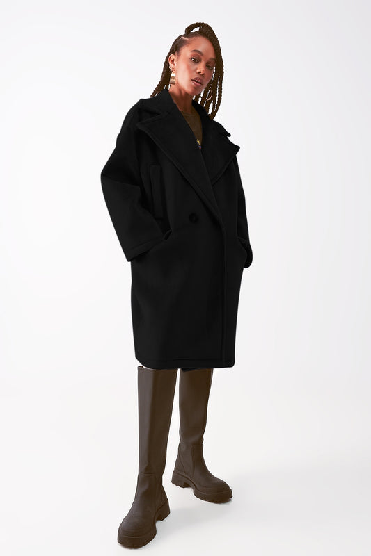 Coat en daim synthétique noir