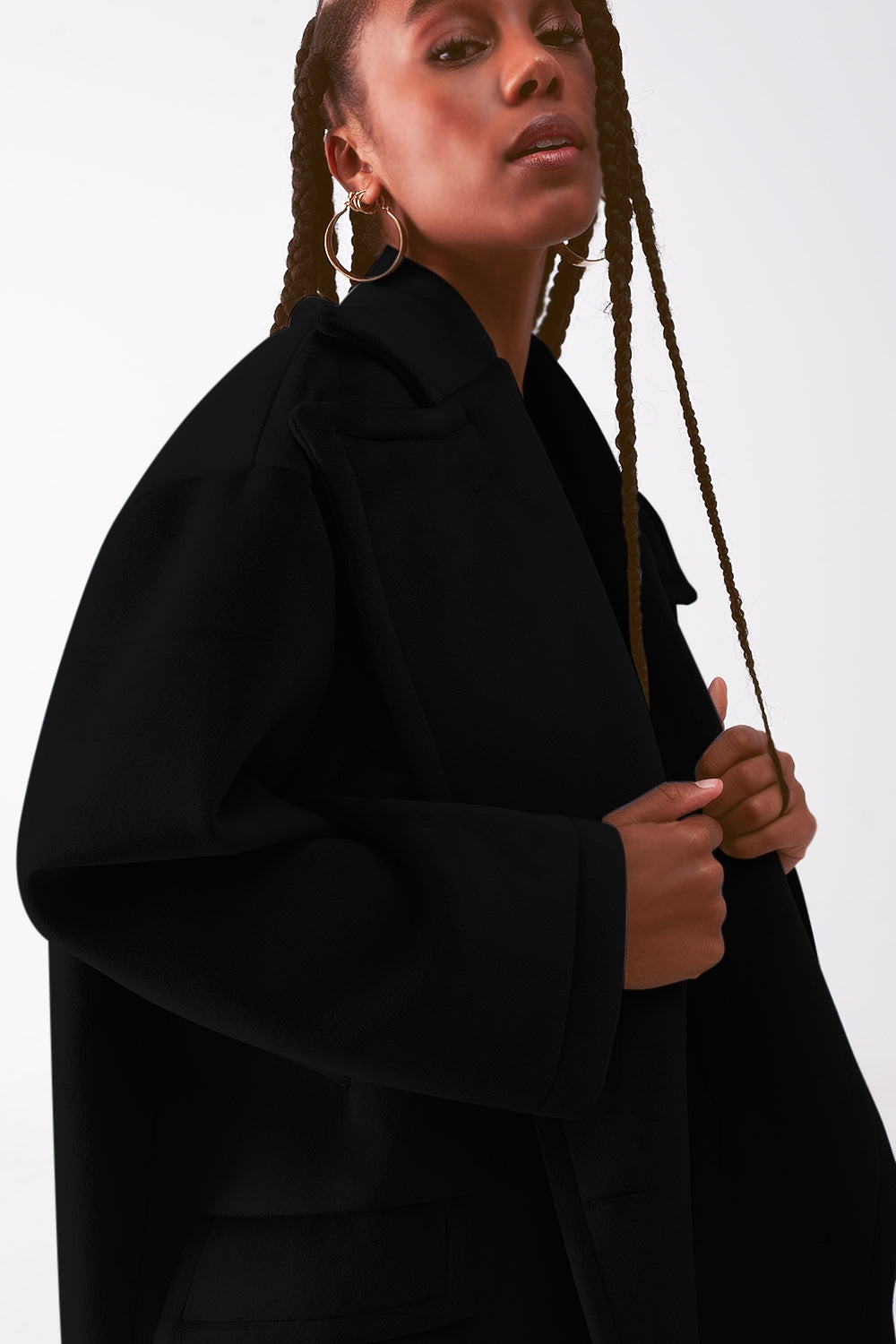 Coat en daim synthétique noir