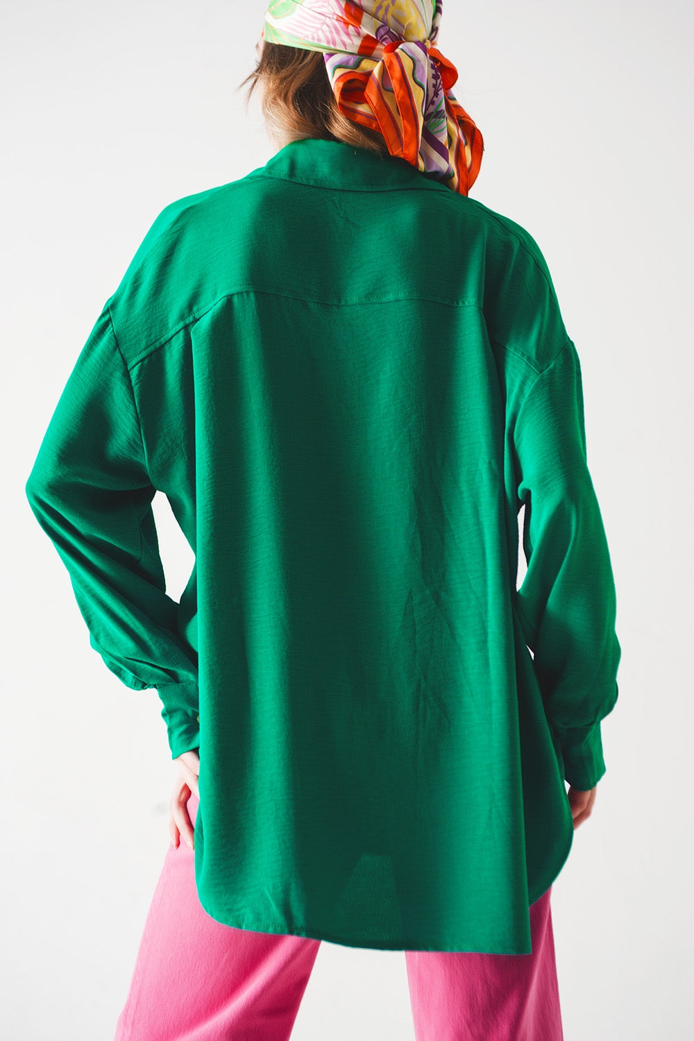 Chemise oversize à poche en vert