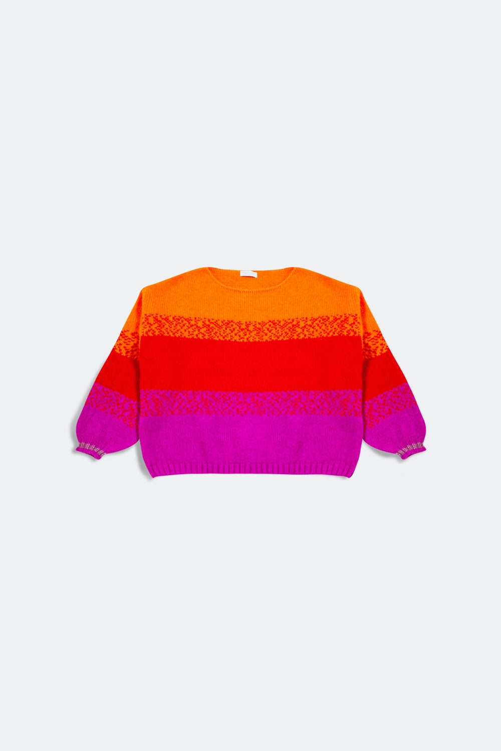 Pull en tricot orange à rayures mélangées