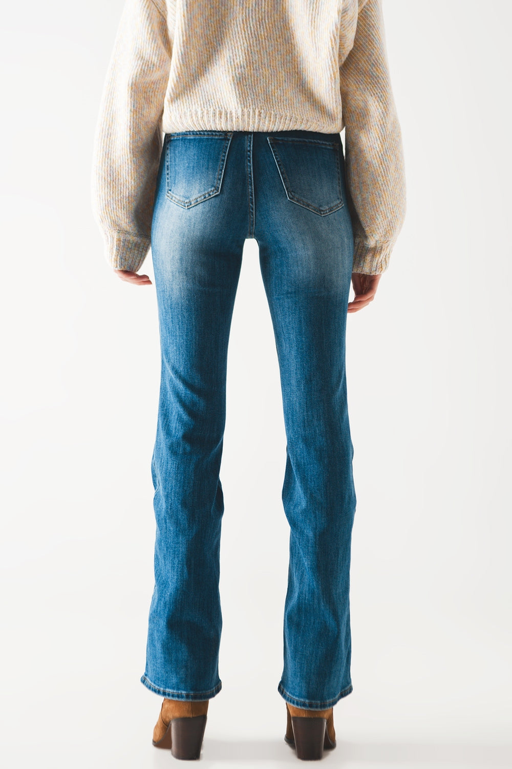 Jean bootcut évasé à taille haute