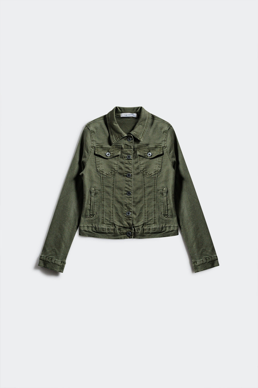 Veste camionneur ajustée en jean de couleur kaki