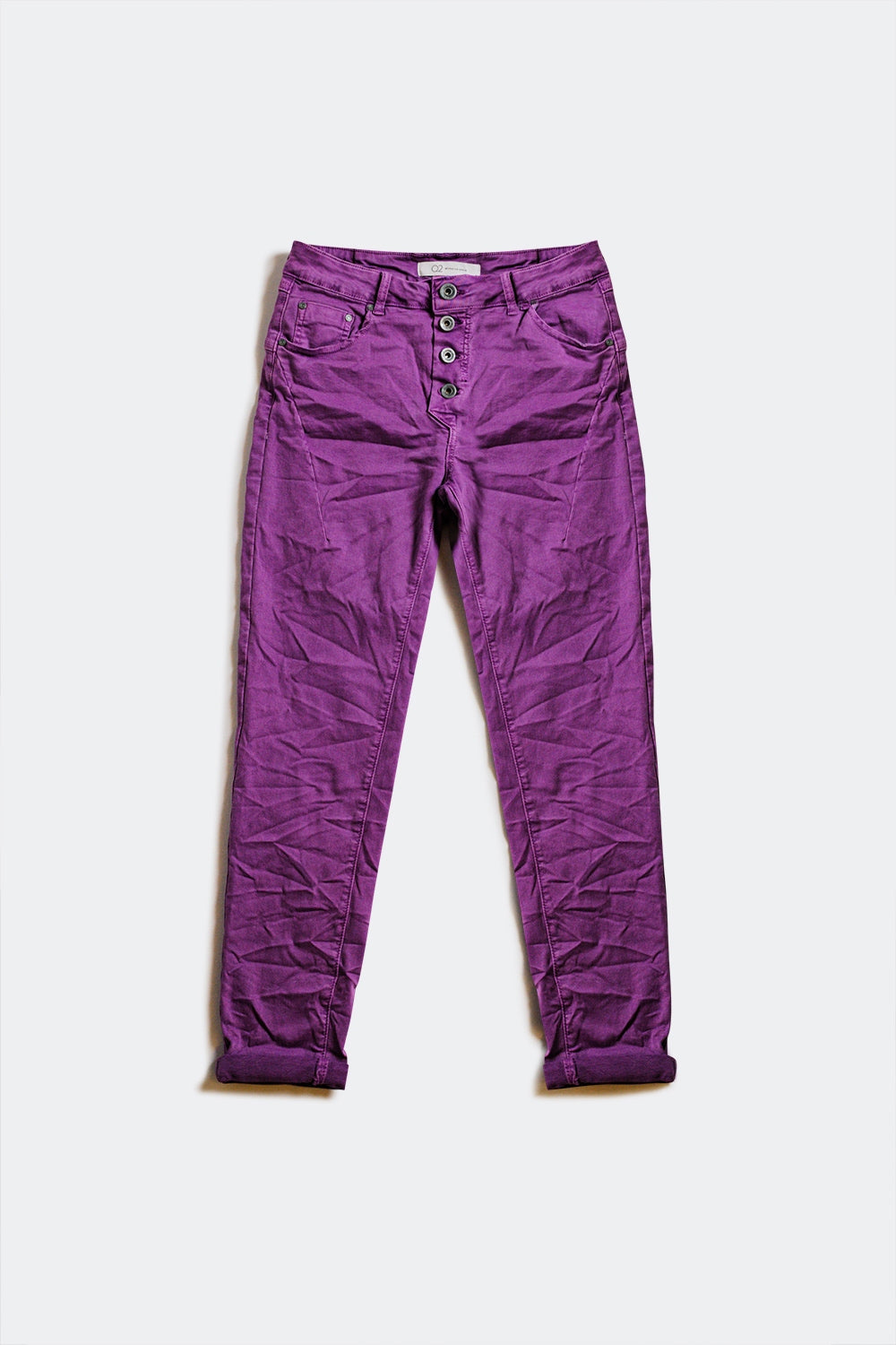 Jean skinny avec boutons visibles pourpre