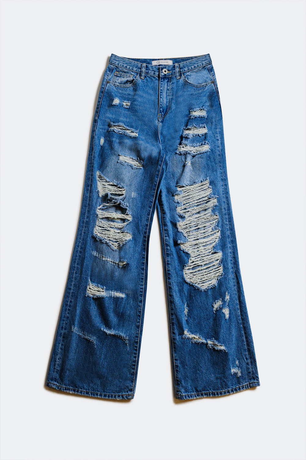 Jean boyfriend déchiré bleu