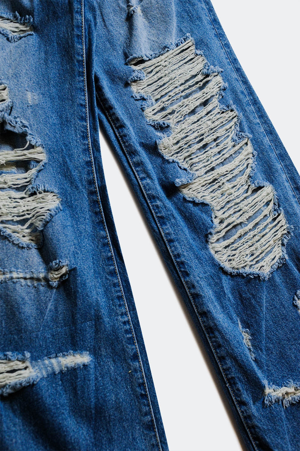 Jean boyfriend déchiré bleu