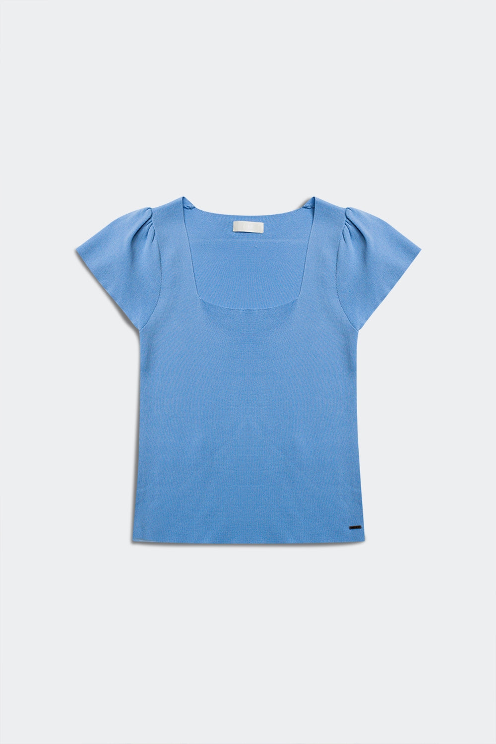 Pull à encolure carrée avec manches bouffantes bleu