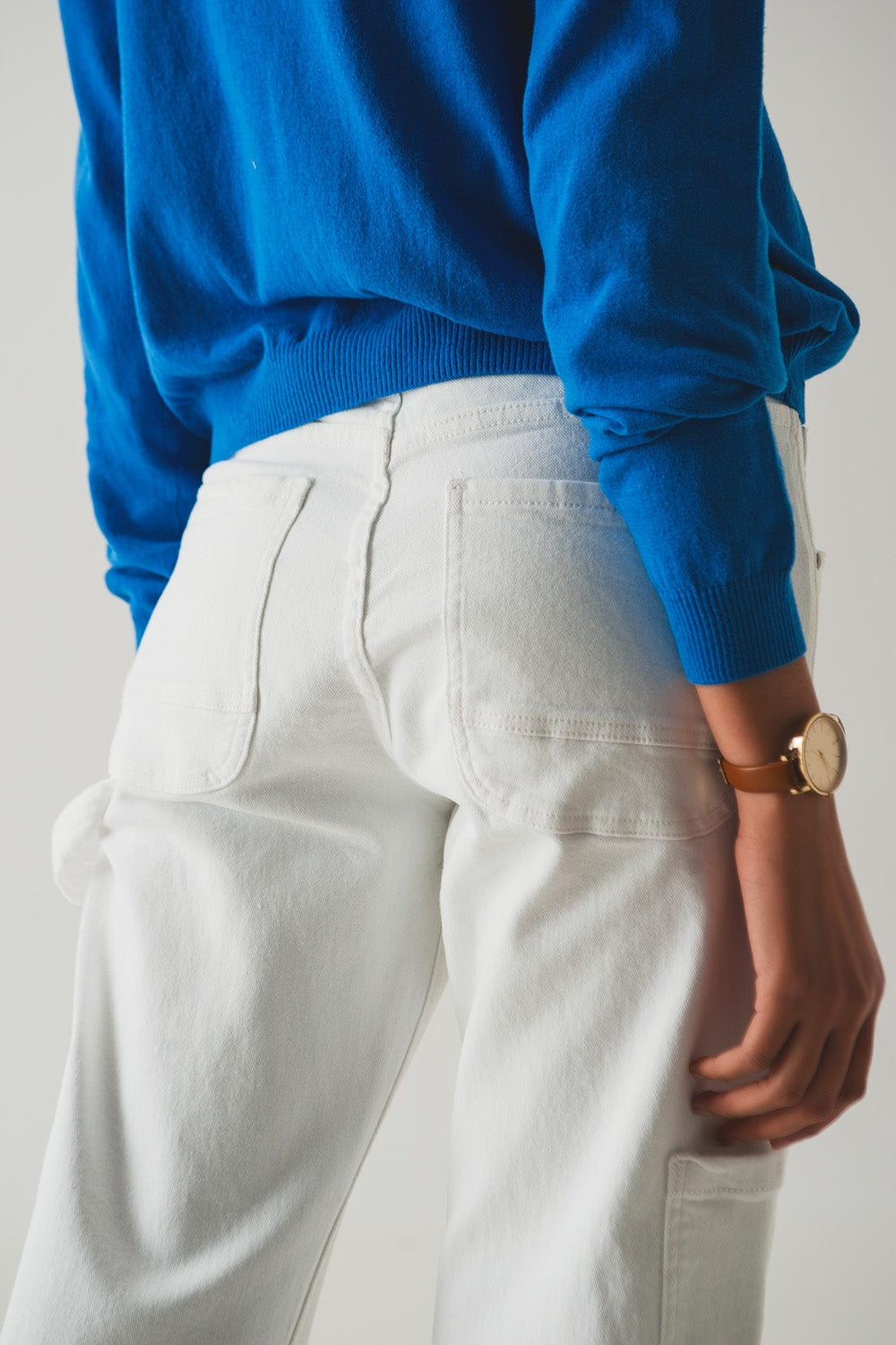 Pantalon cargo en blanc