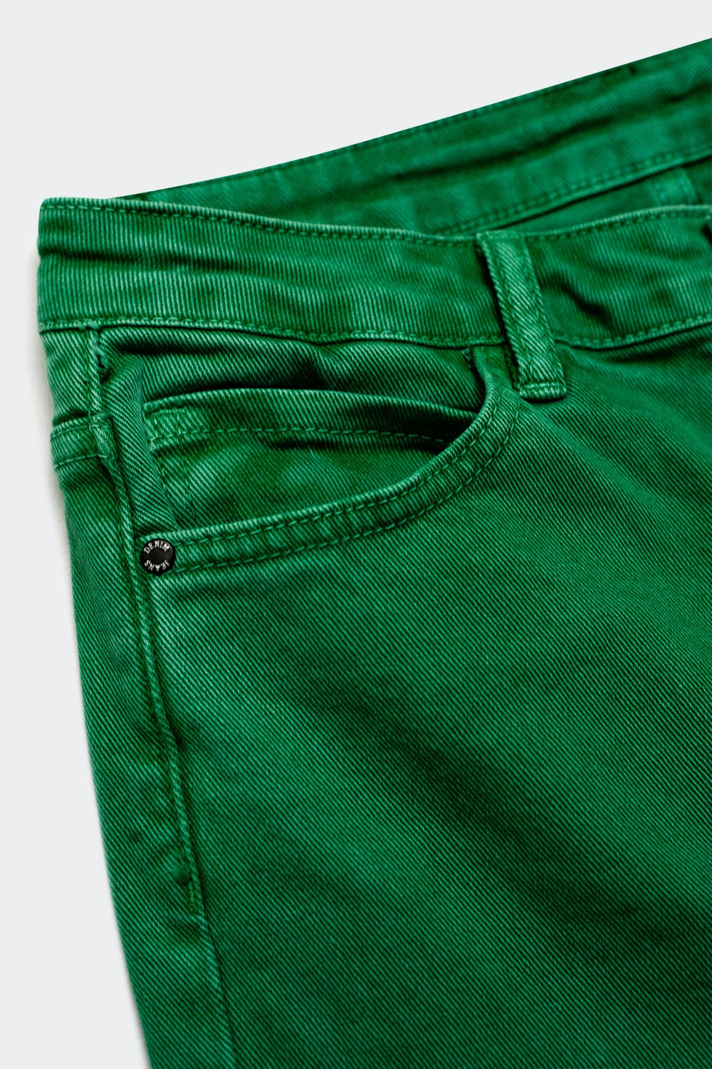 Jean ample en coton mélangé vert