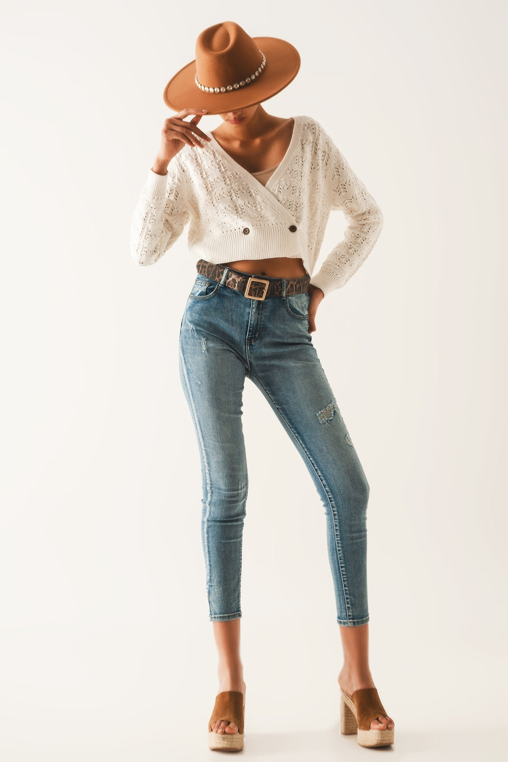 Jean super skinny Push up déchiré Bleu