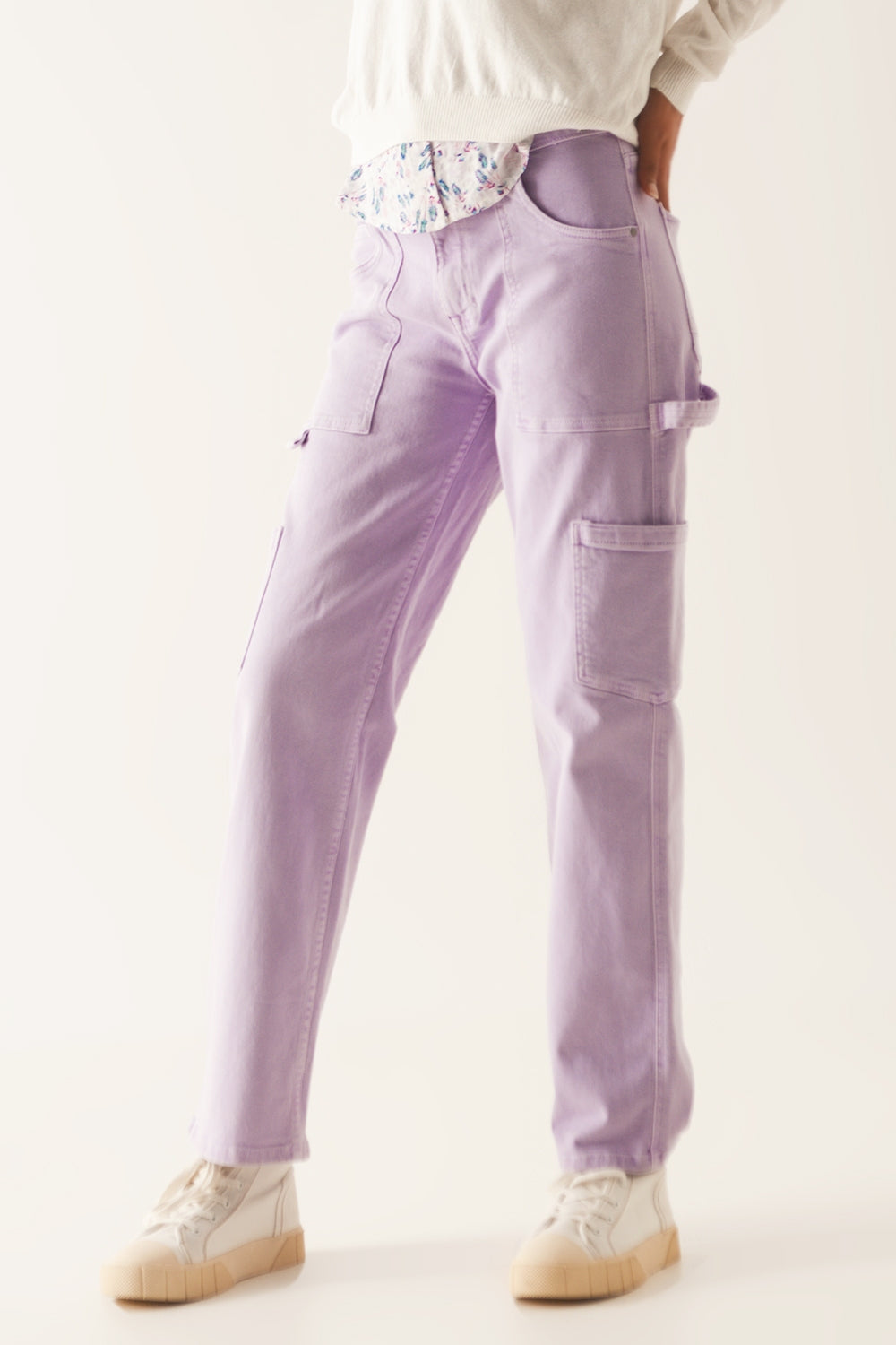 Pantalon cargo en violet