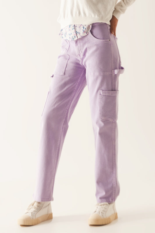 Pantalon cargo en violet