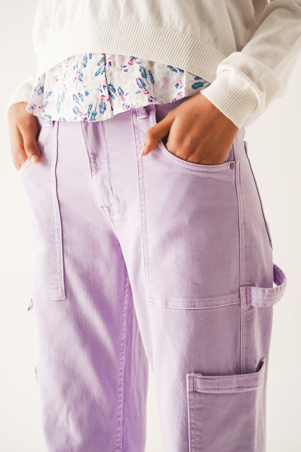 Pantalon cargo en violet