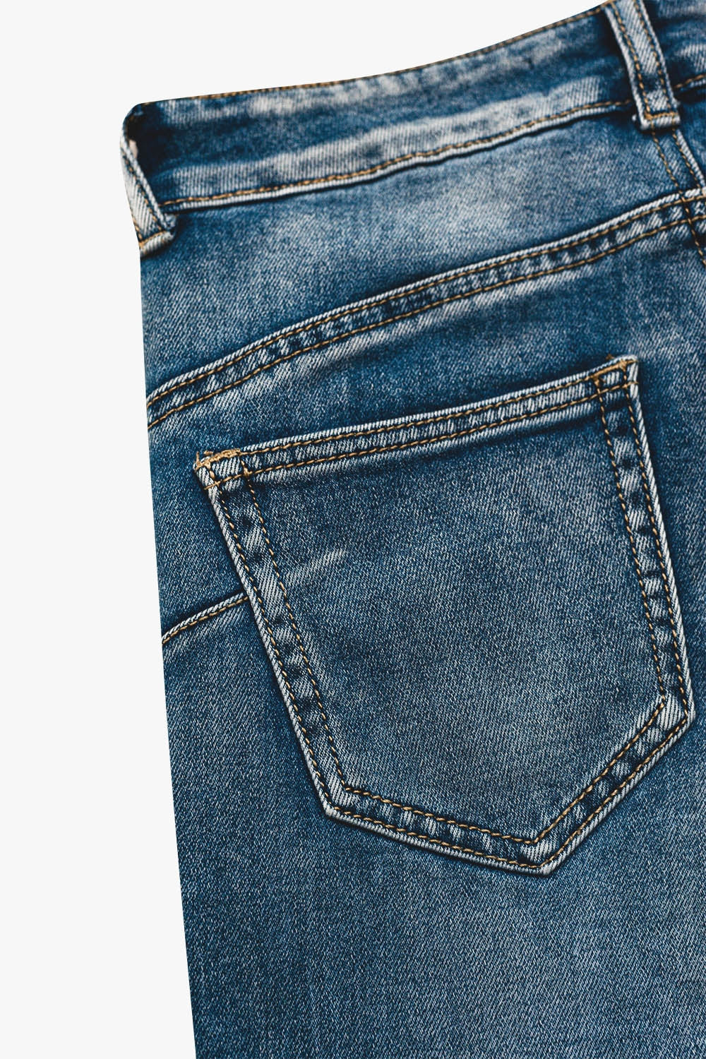 Jean super skinny à taille haute en bleu vintage stonewash