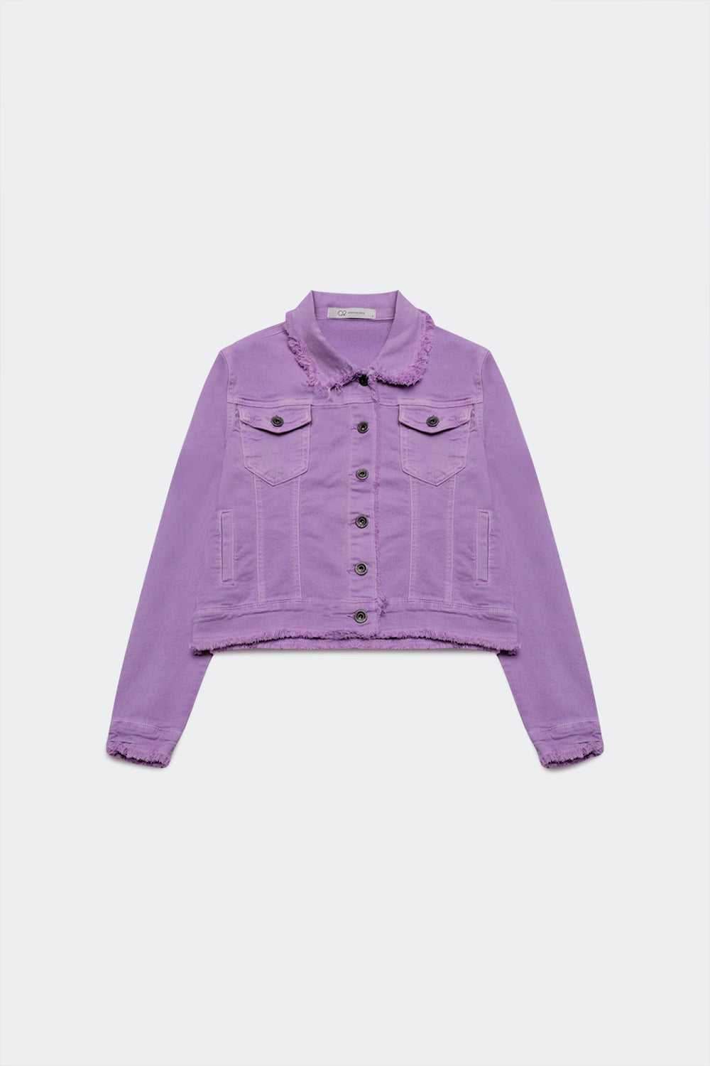 Veste en jean à bords bruts lilas