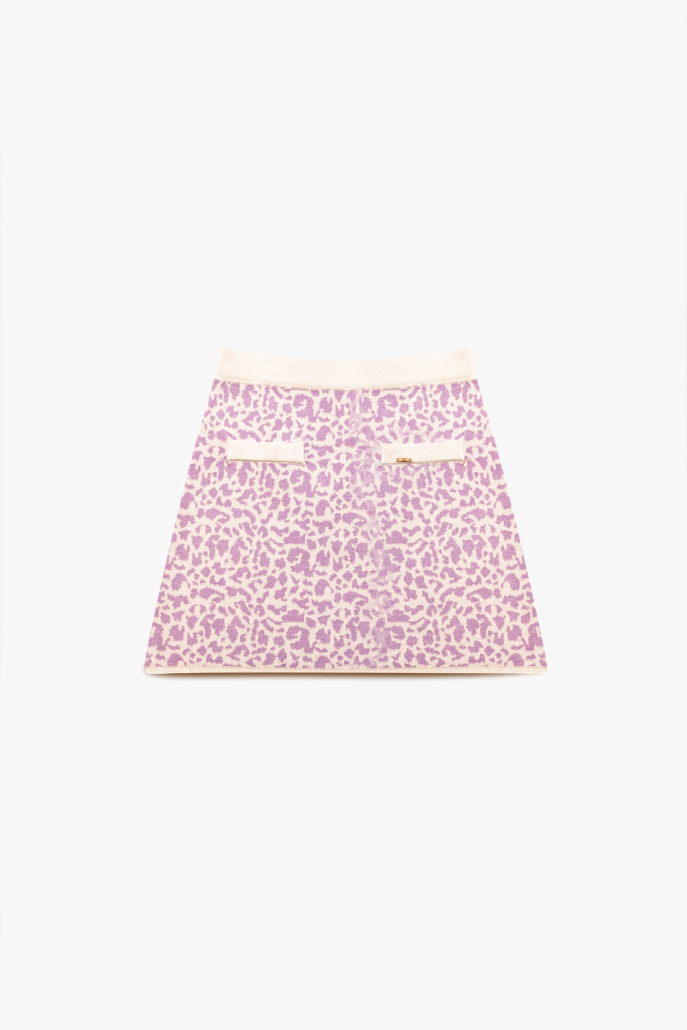 Mini jupe en maille légère à imprimé animal lilas
