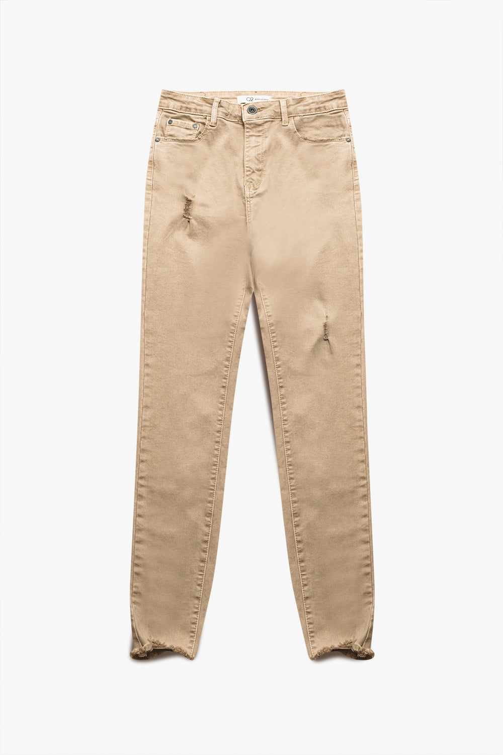 Jean skinny taille haute beige