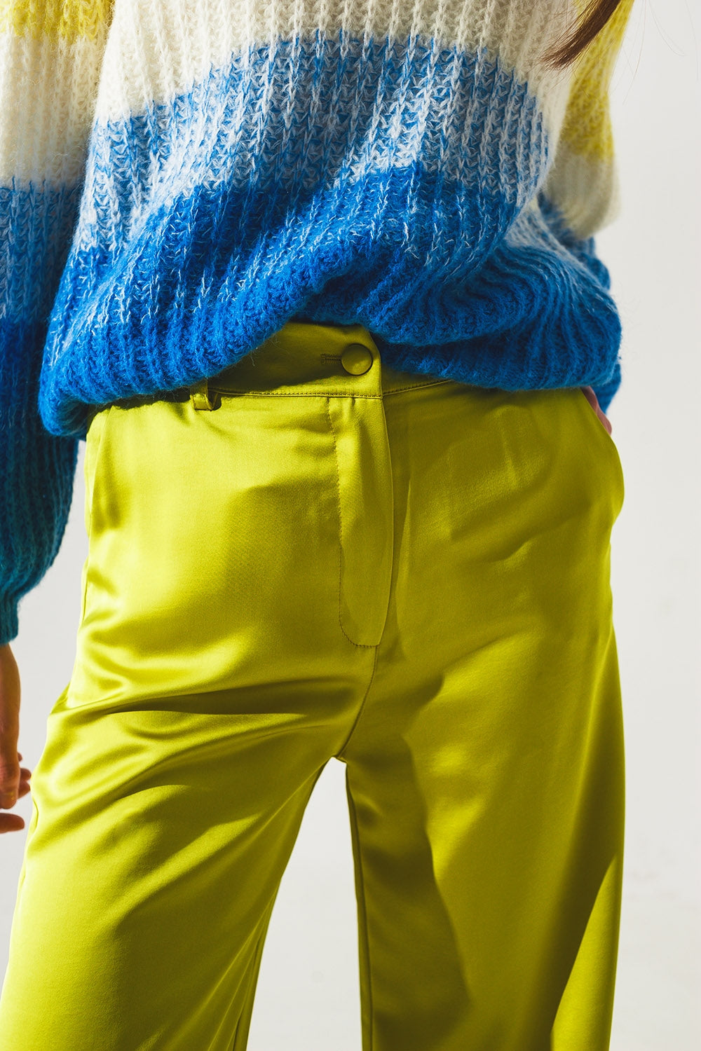 Pantalon large satiné Vert citron