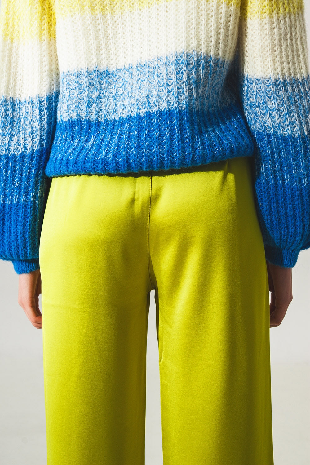 Pantalon large satiné Vert citron