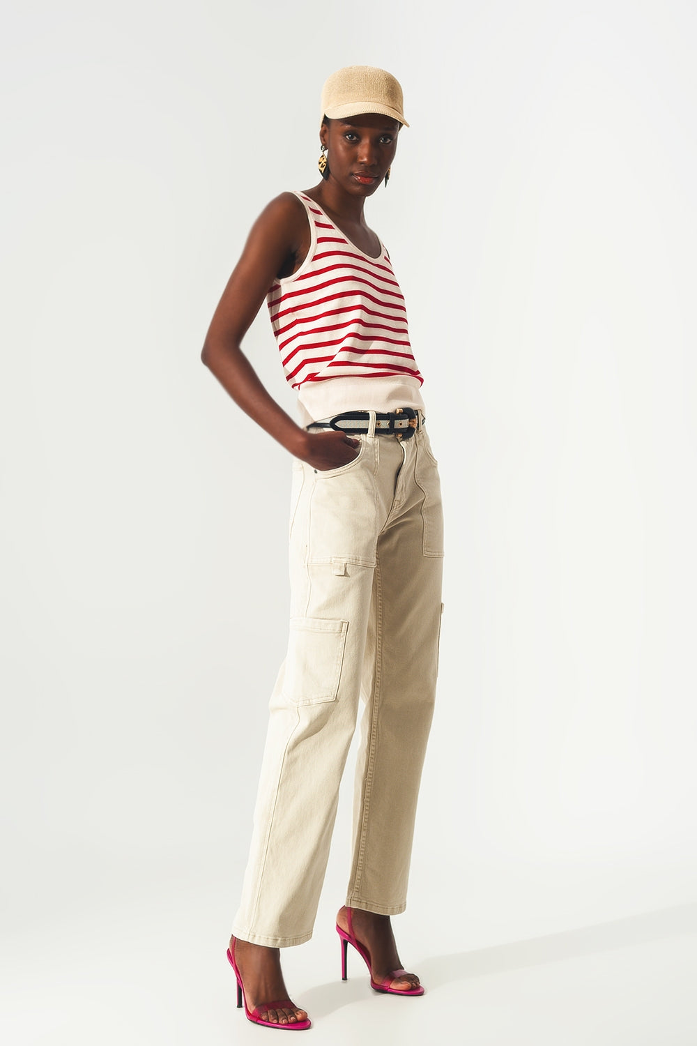 Pantalon cargo en beige
