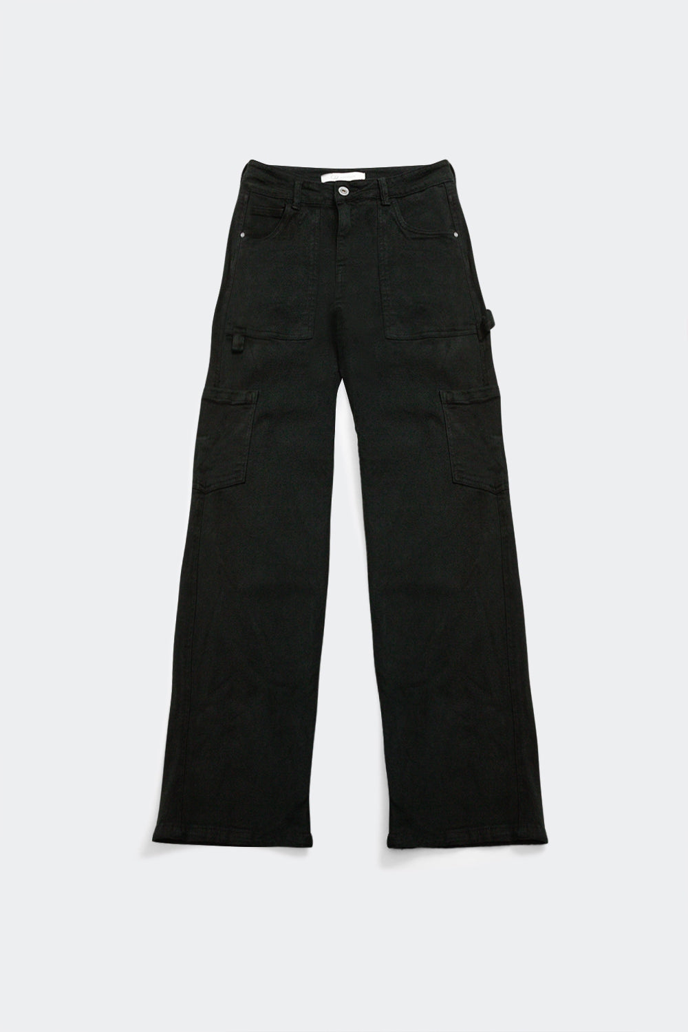 Pantalon Cargo à Jambe Droite en Noir