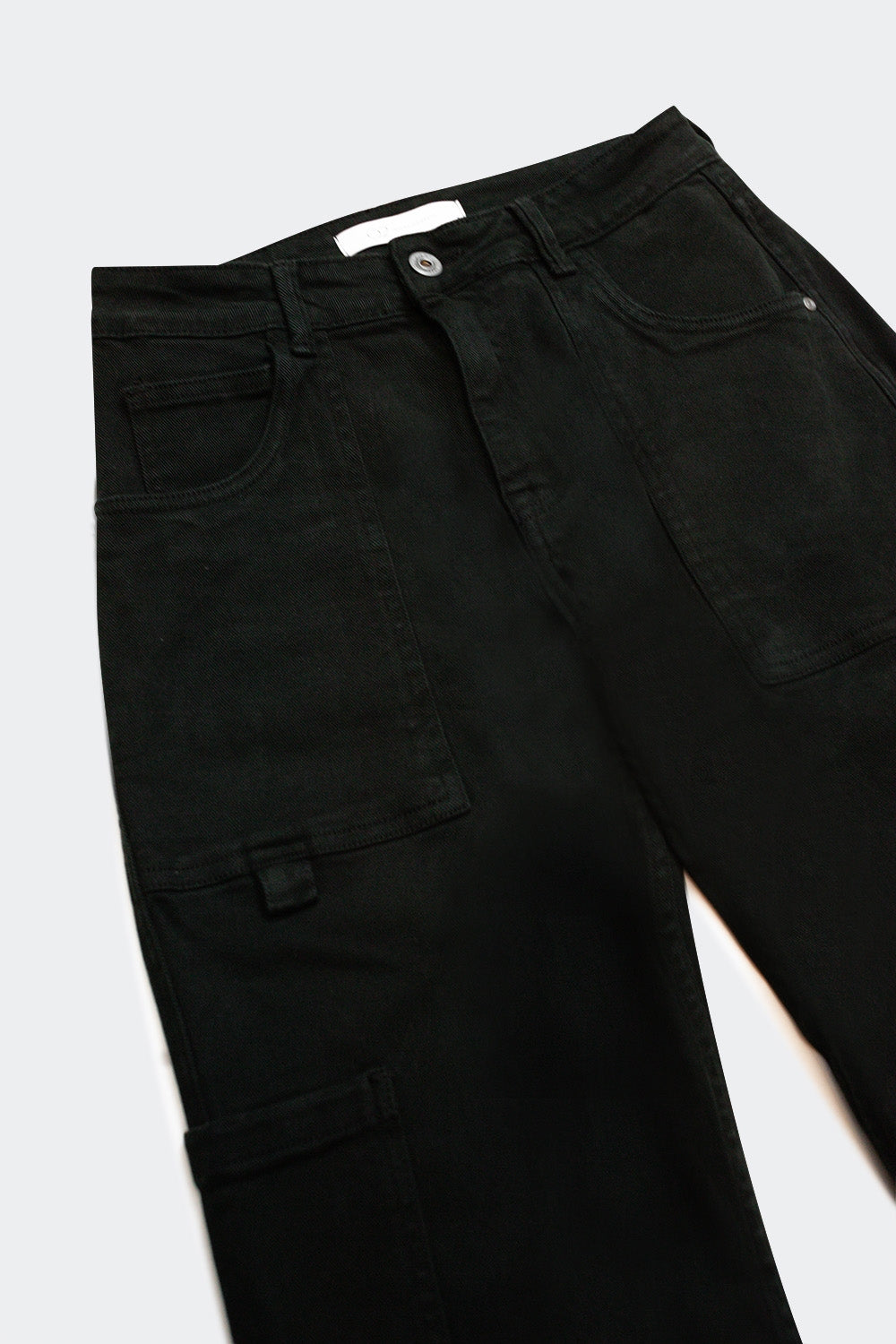 Pantalon Cargo à Jambe Droite en Noir