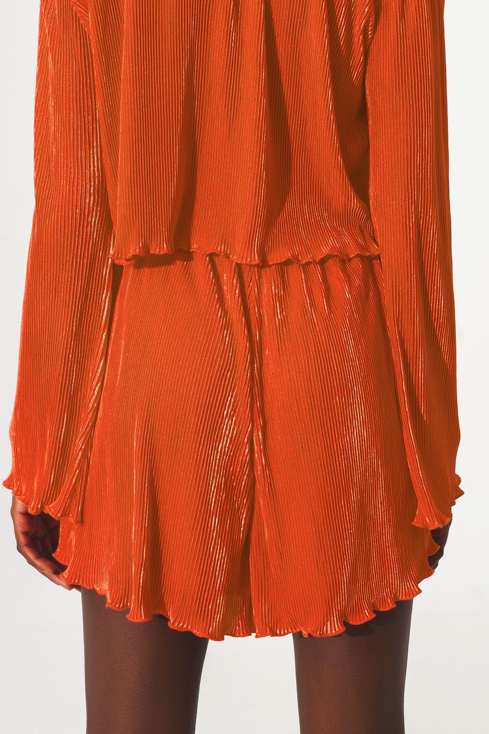 Short plissé en orange