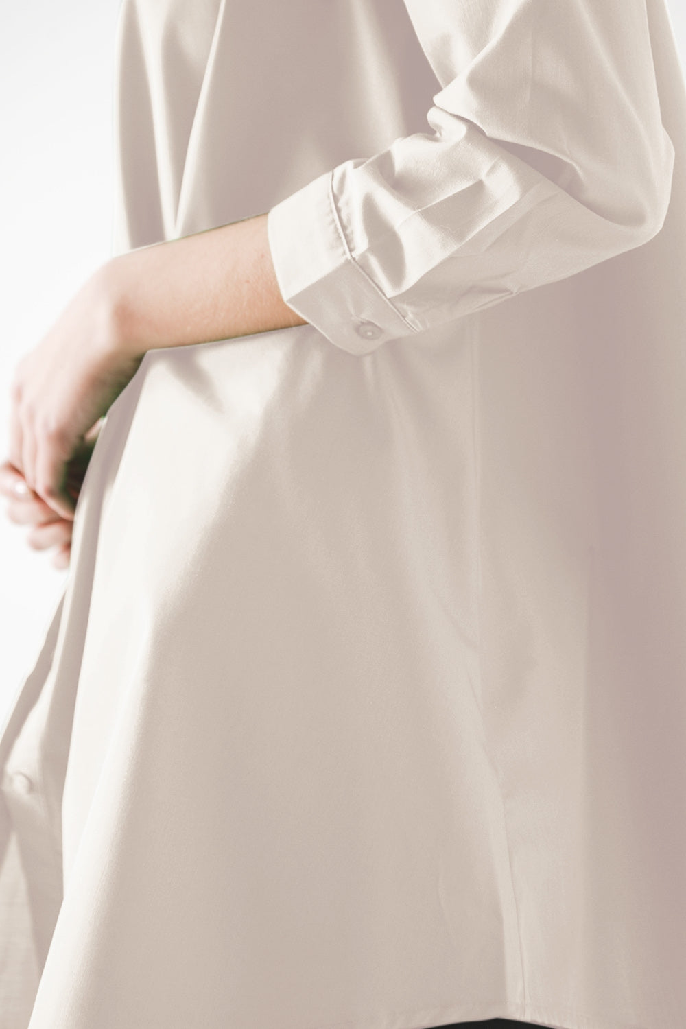 Chemise A-line en popeline surdimensionnée en blanc