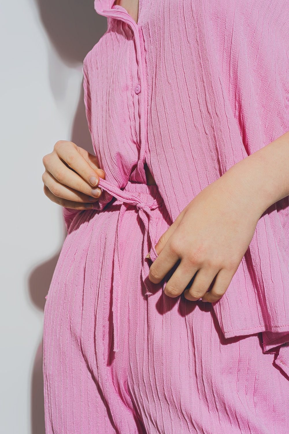 Chemise ample texturée rose